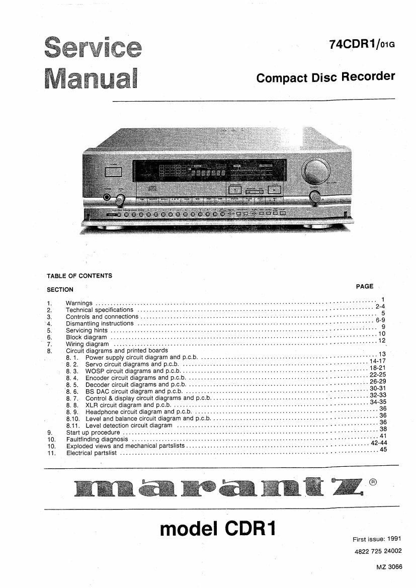 Marantz CDR 1 Service Manual