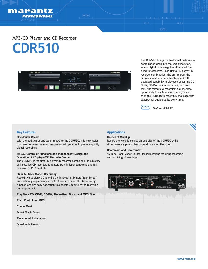 Marantz CDR 510 Brochure