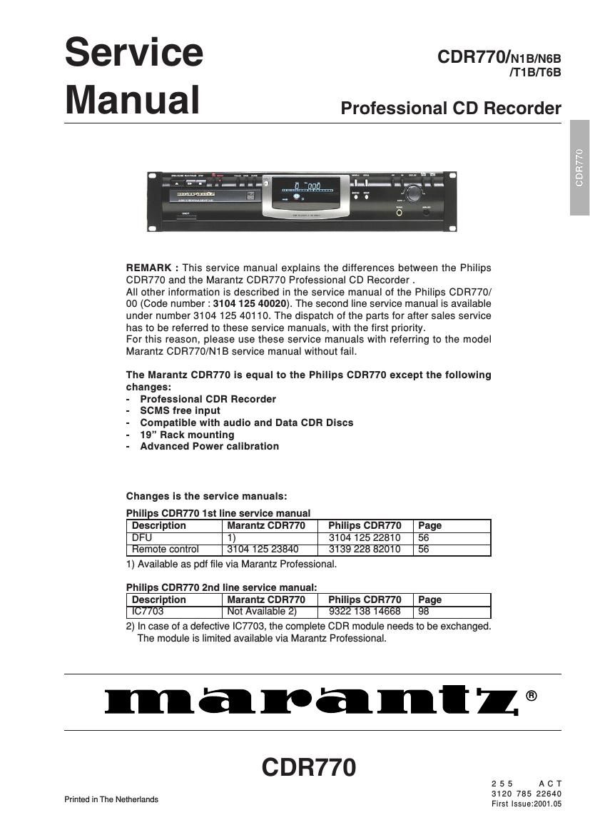 Marantz CDR 770 Service Manual