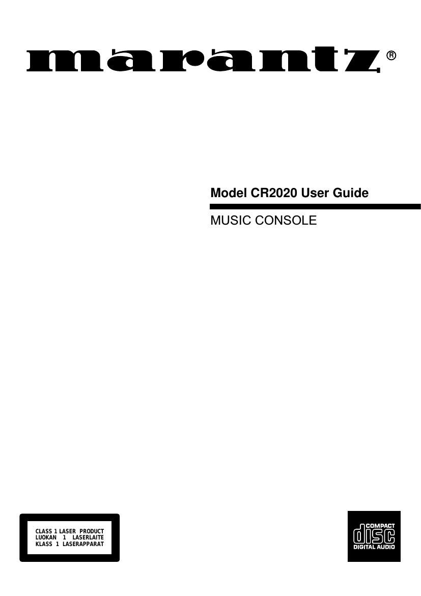 Marantz CR 2020 Service Manual