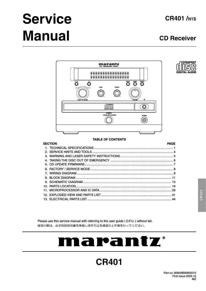 Marantz CR 401 Service Manual