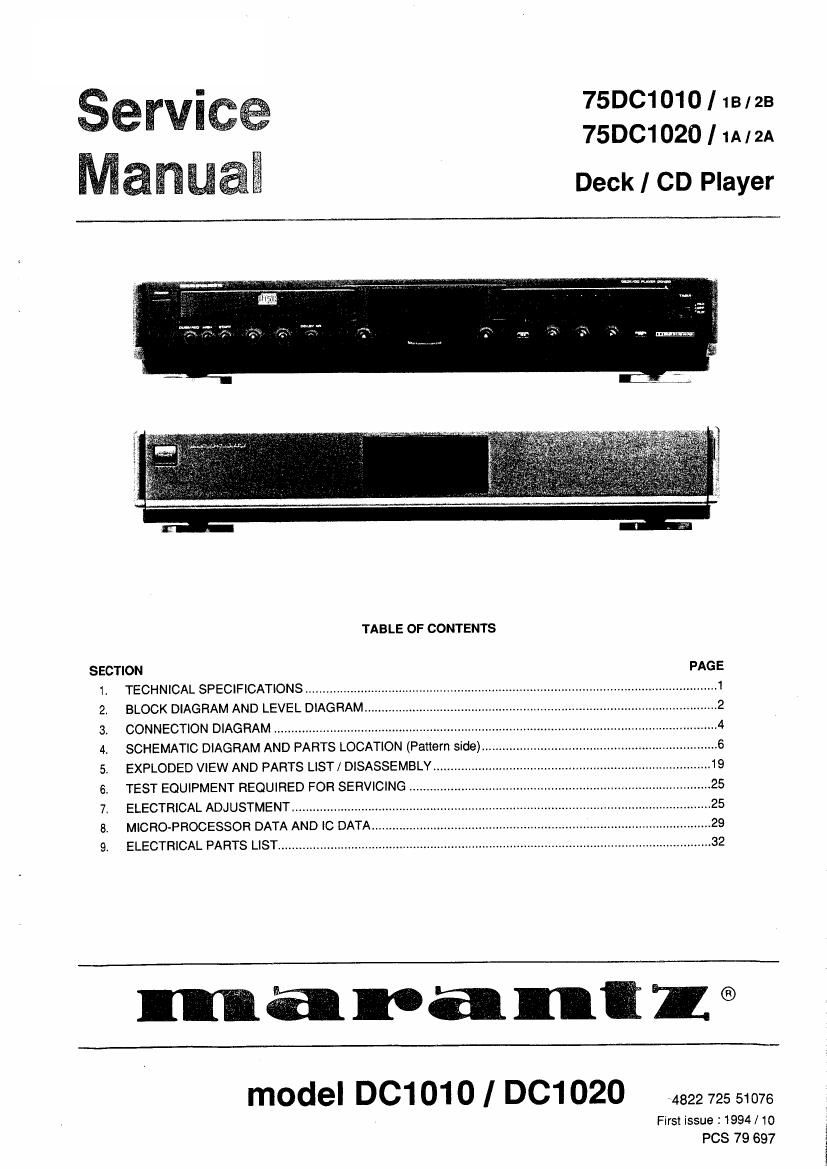 Marantz DC 1020 Service Manual