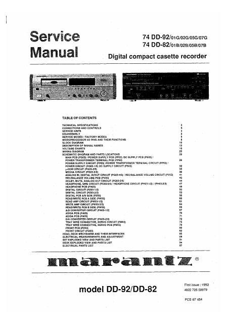 Marantz DD 82 Service Manual