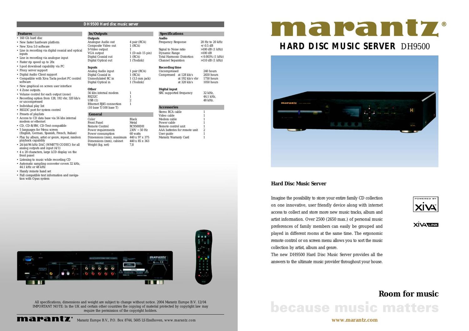 Marantz DH 9500 Brochure