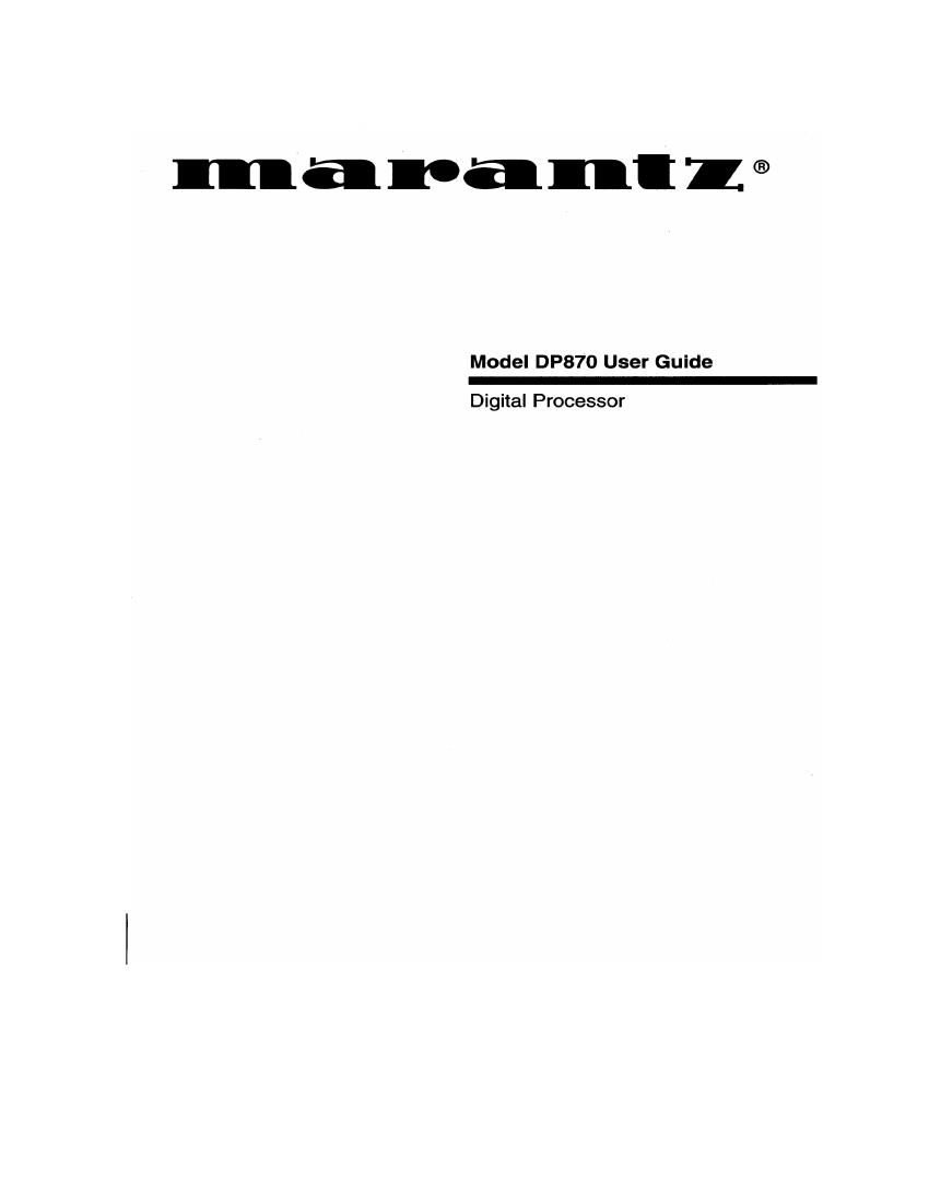 Marantz DP 870 Owners Manual