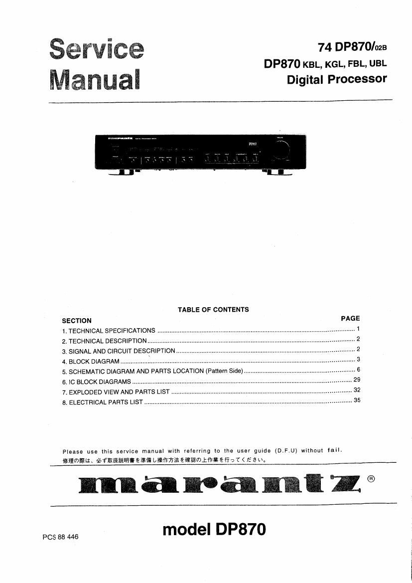 Marantz DP 870 Service Manual