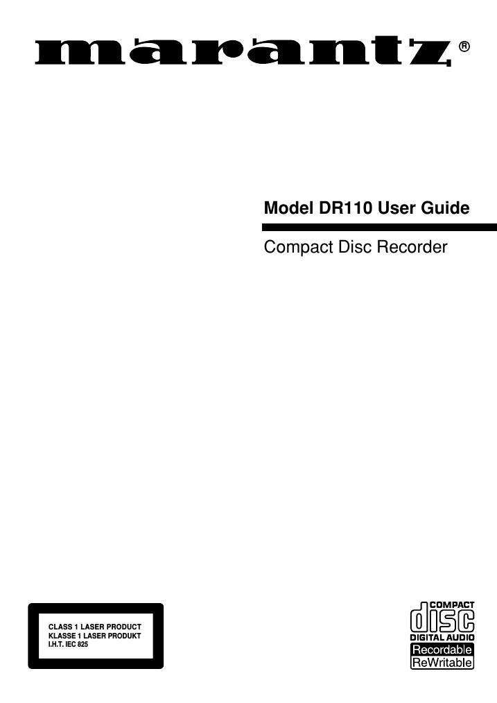 Marantz DR 110 Owners Manual