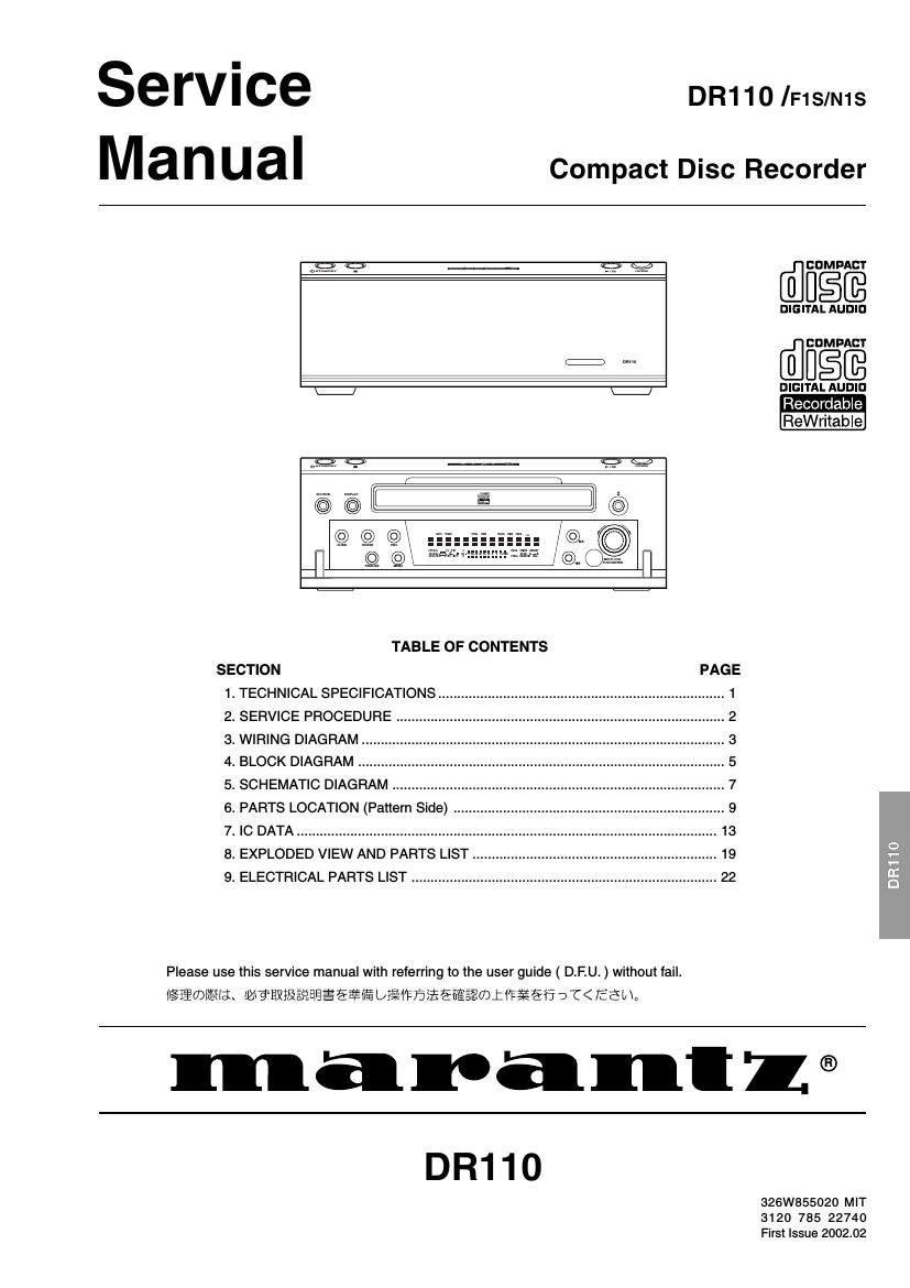 Marantz DR 110 Service Manual