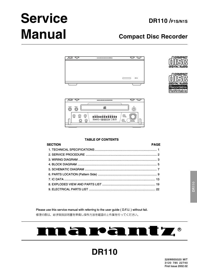 Marantz DR 110 Service Manual