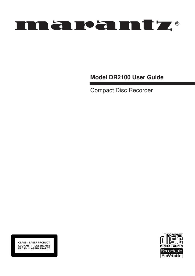 Marantz DR 2100 Owners Manual