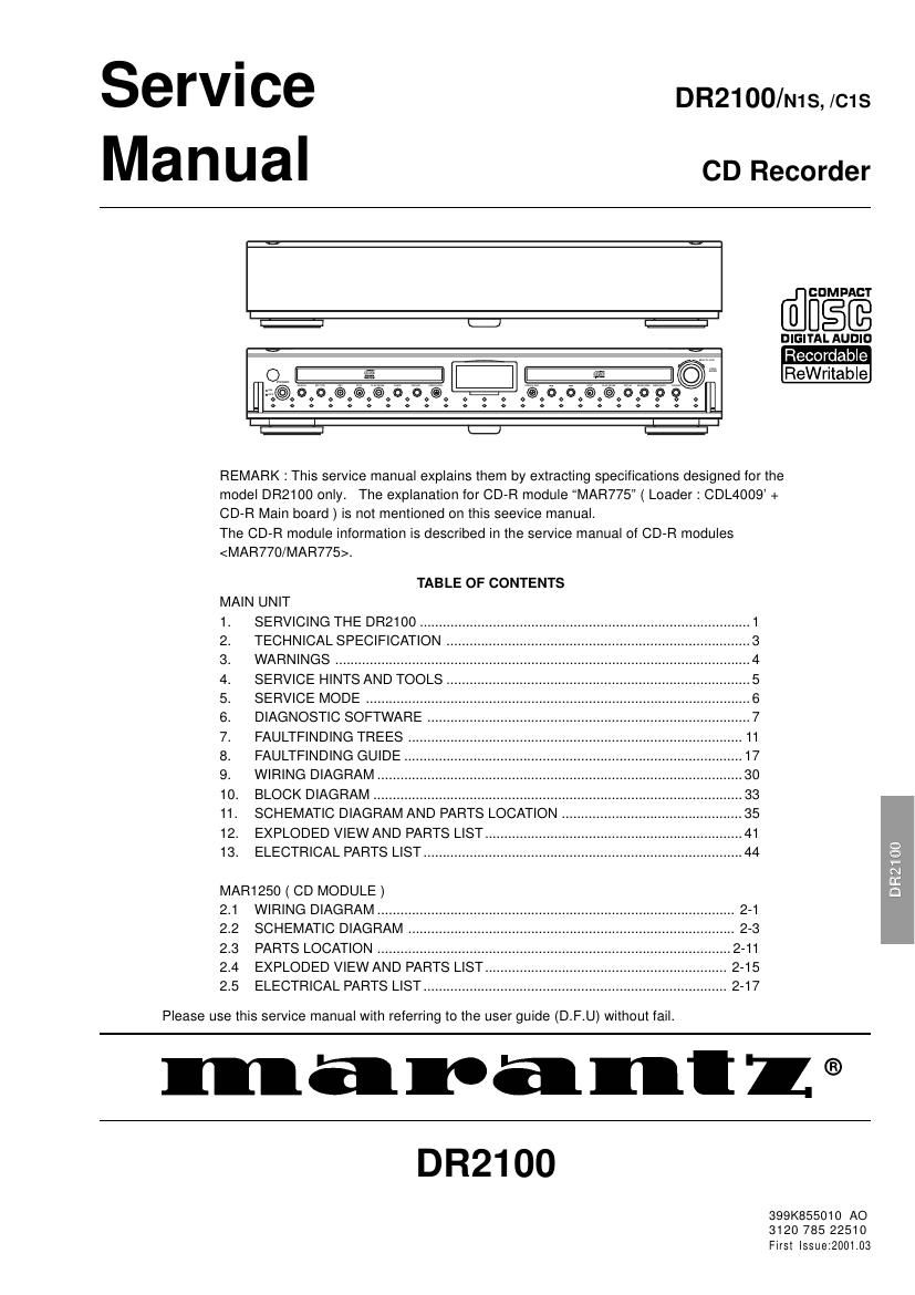 Marantz DR 2100 Servive Manual
