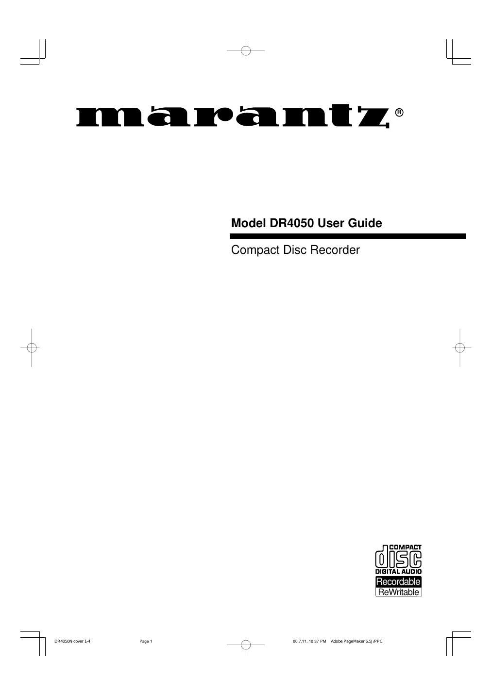 Marantz DR 4050 Owners Manual