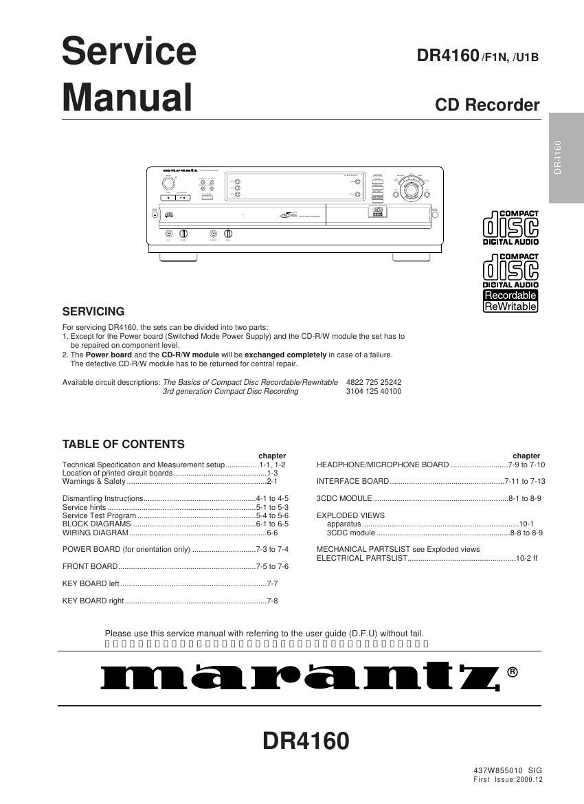 Marantz DR 4160 Service Manual