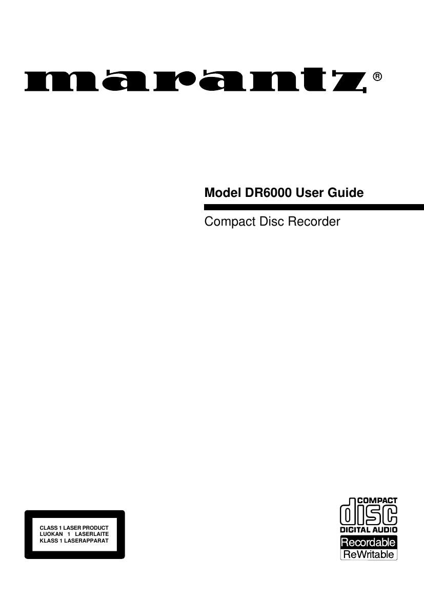 Marantz DR 6000 Owners Manual