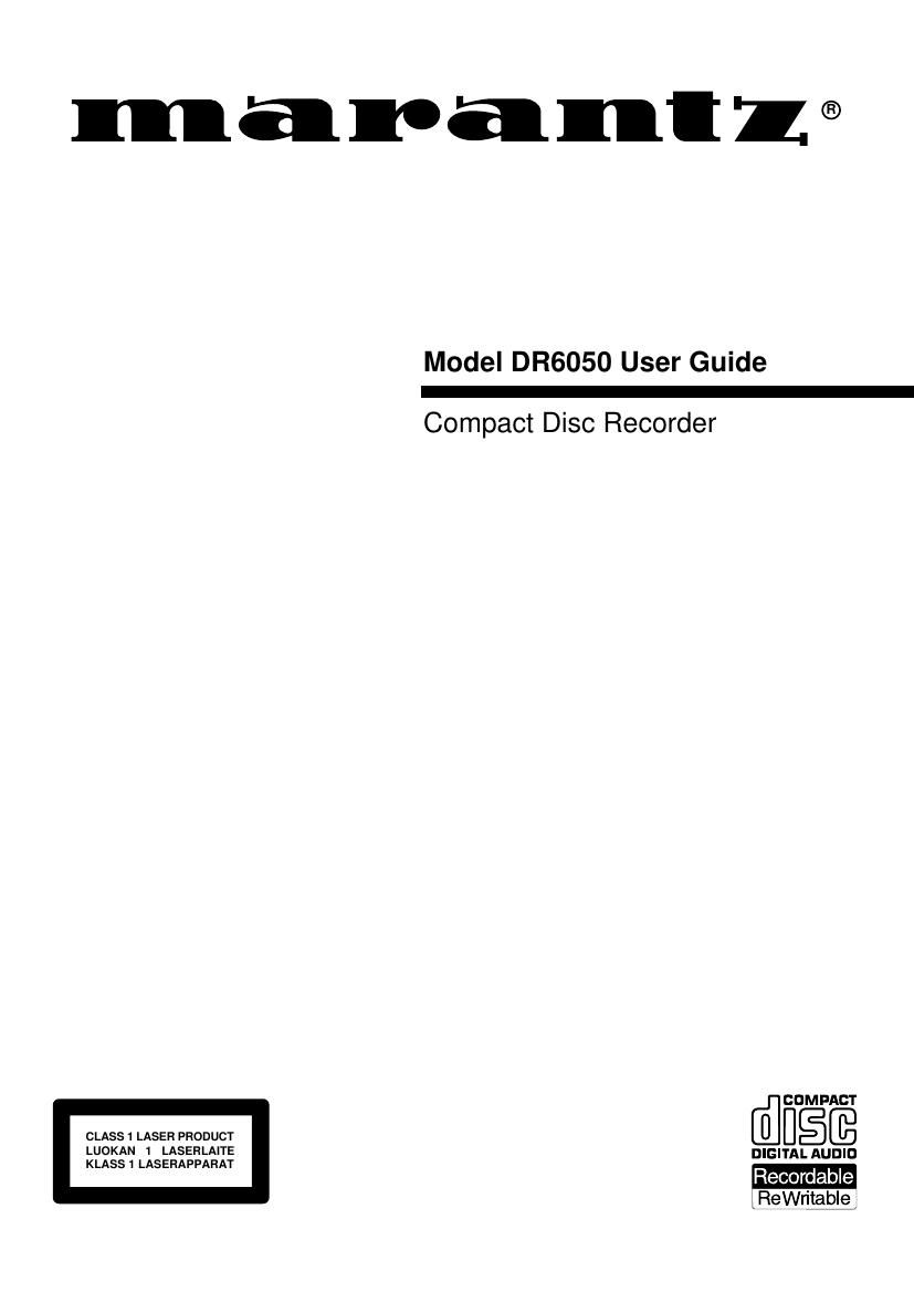 Marantz DR 6050 Owners Manual