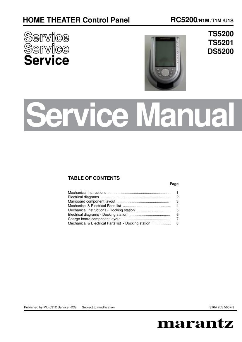 Marantz DS 5200 TS 5200 TS 5201 Service Manual