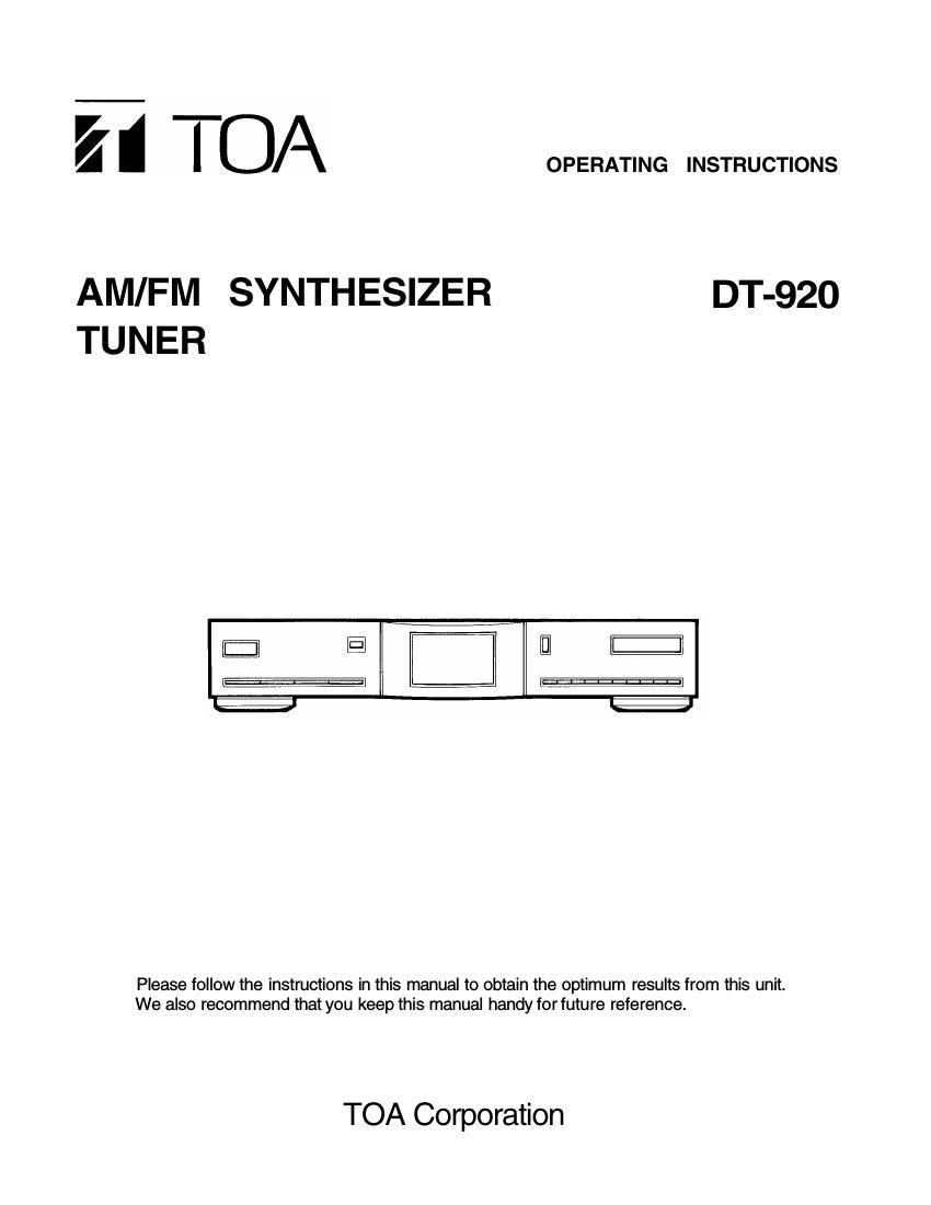 Marantz DT 920 Owners Manual