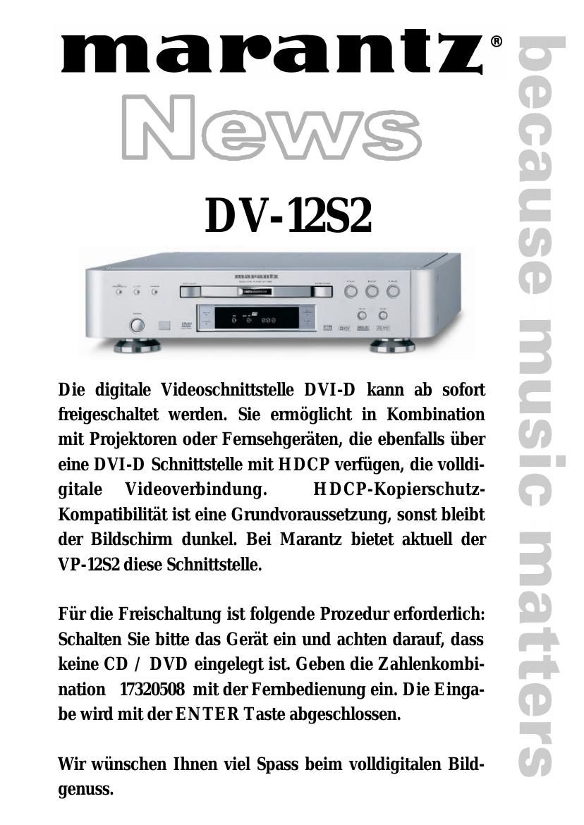 Marantz DV 12 S 2 Brochure 2