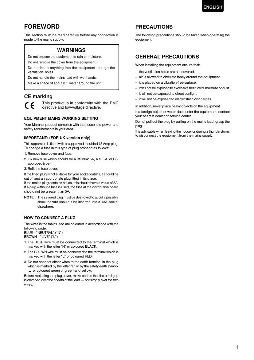 Marantz DV 17 Owners Manual