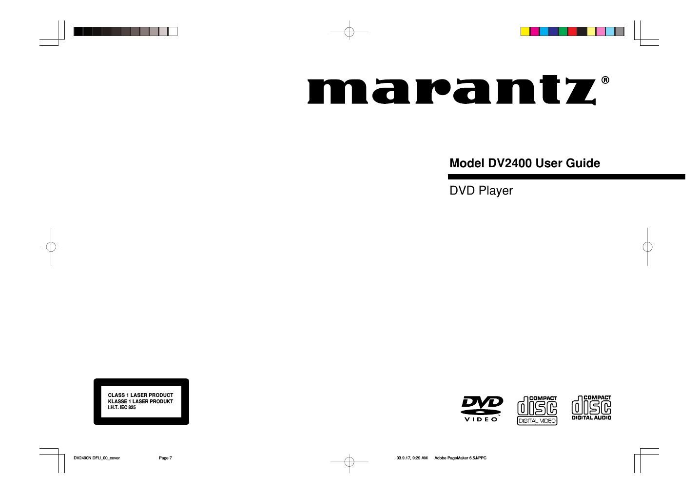 Marantz DV 2400 Owners Manual