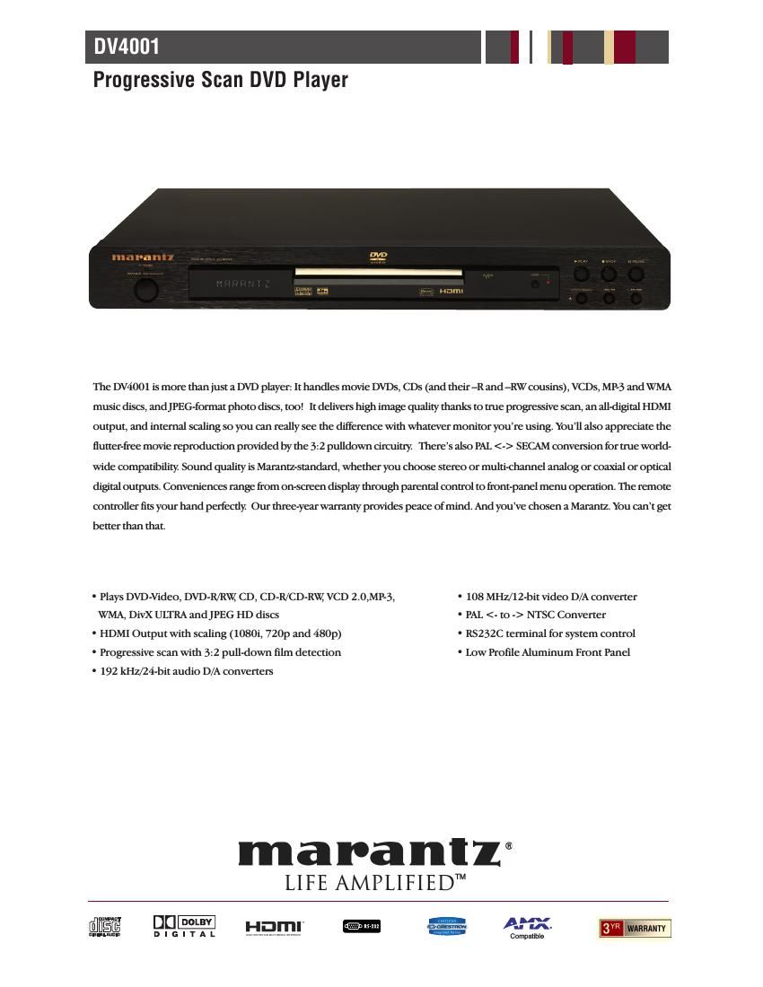 Marantz DV 4001 Brochure