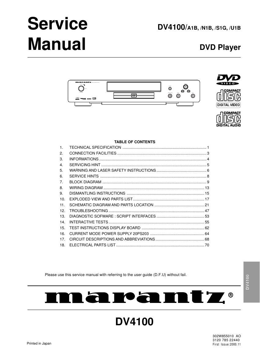 Marantz DV 4100 Service Manual
