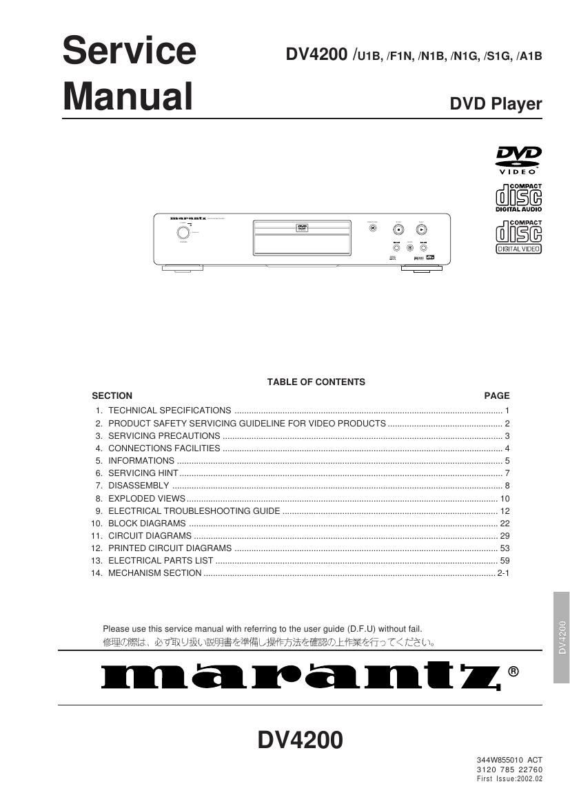 Marantz DV 4200 Service Manual