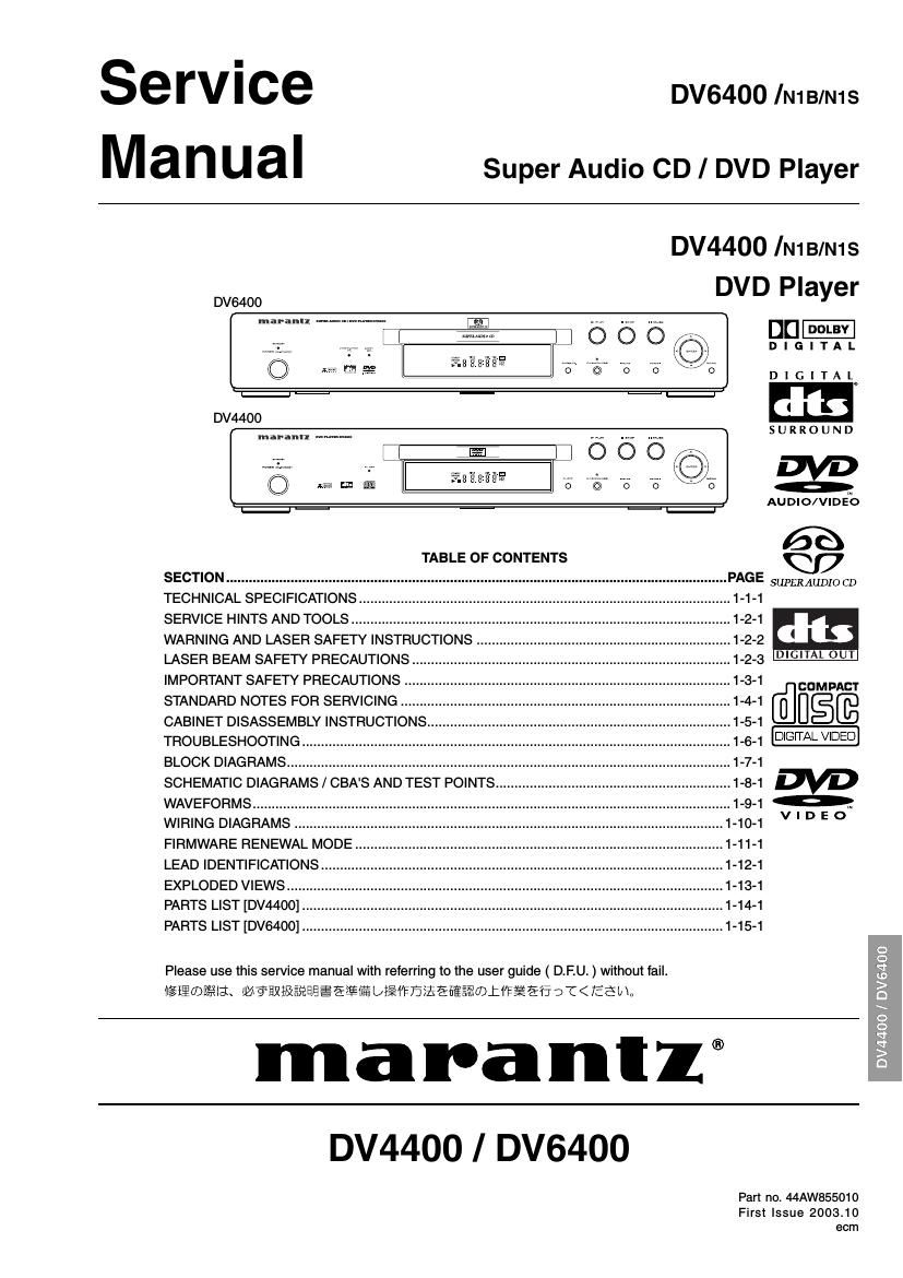 Marantz DV 4400 Service Manual