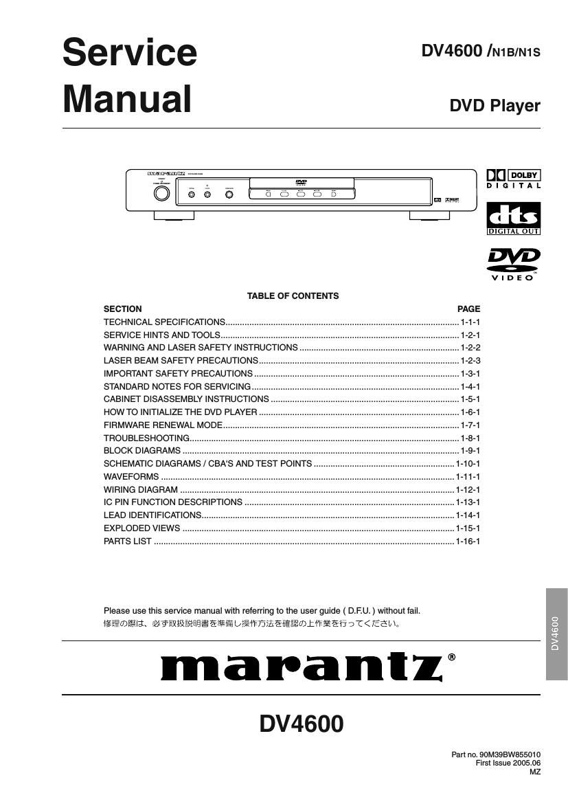 Marantz DV 4600 Service Manual