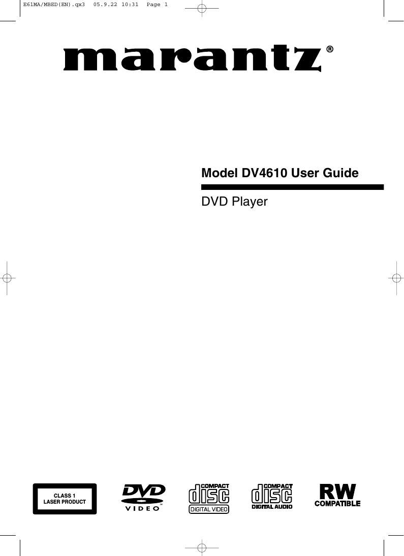 Marantz DV 4610 Owners Manual