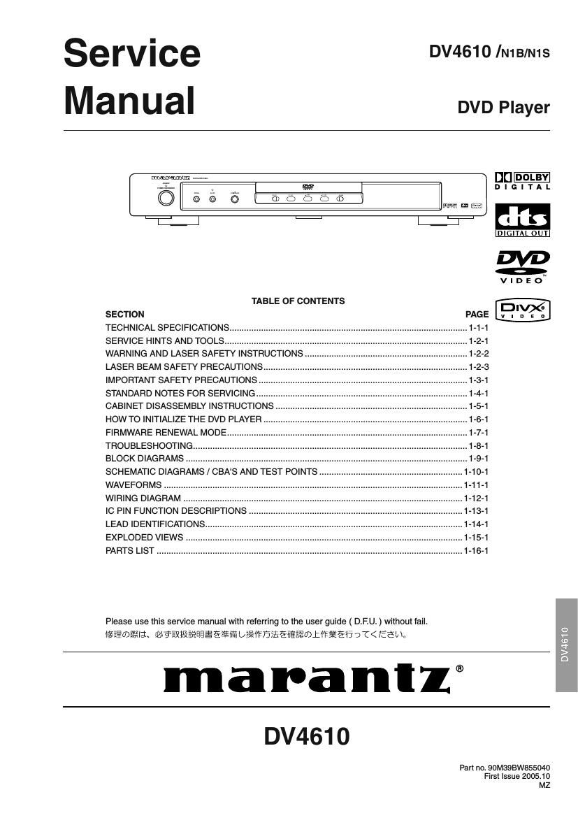 Marantz DV 4610 Service Manual