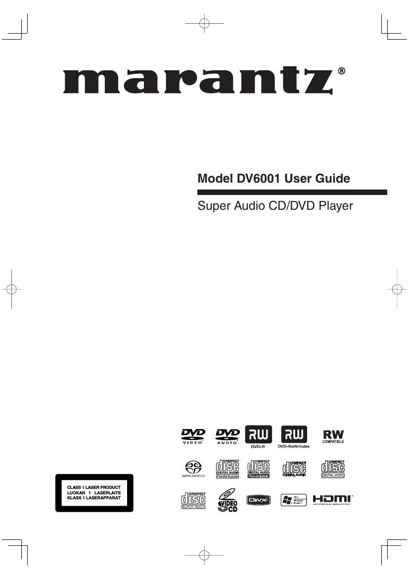 Marantz DV 6001 Owners Manual