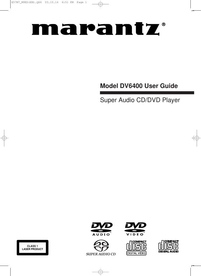 Marantz DV 6400 Owners Manual