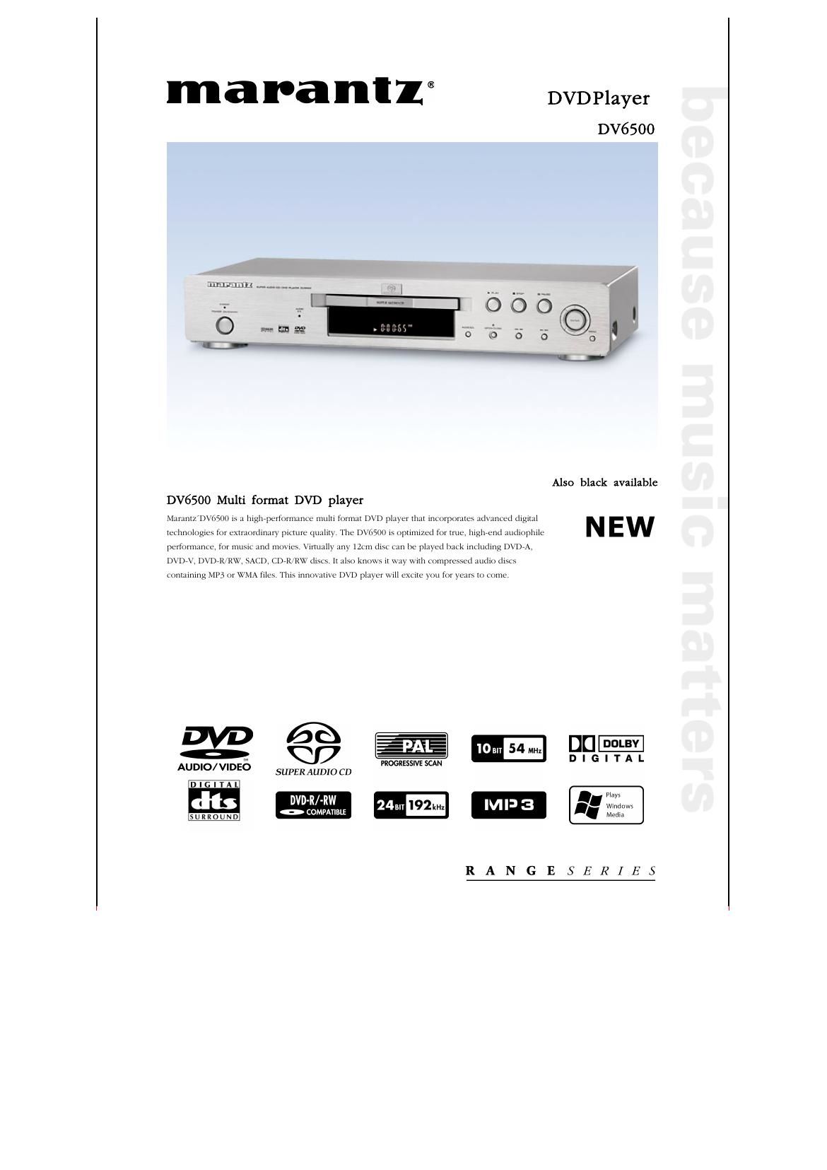 Marantz DV 6500 Brochure