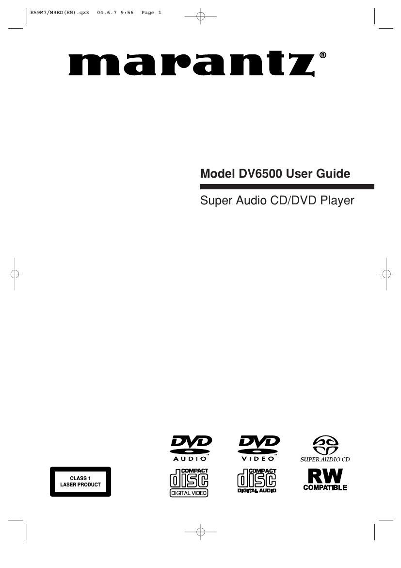 Marantz DV 6500 Owners Manual