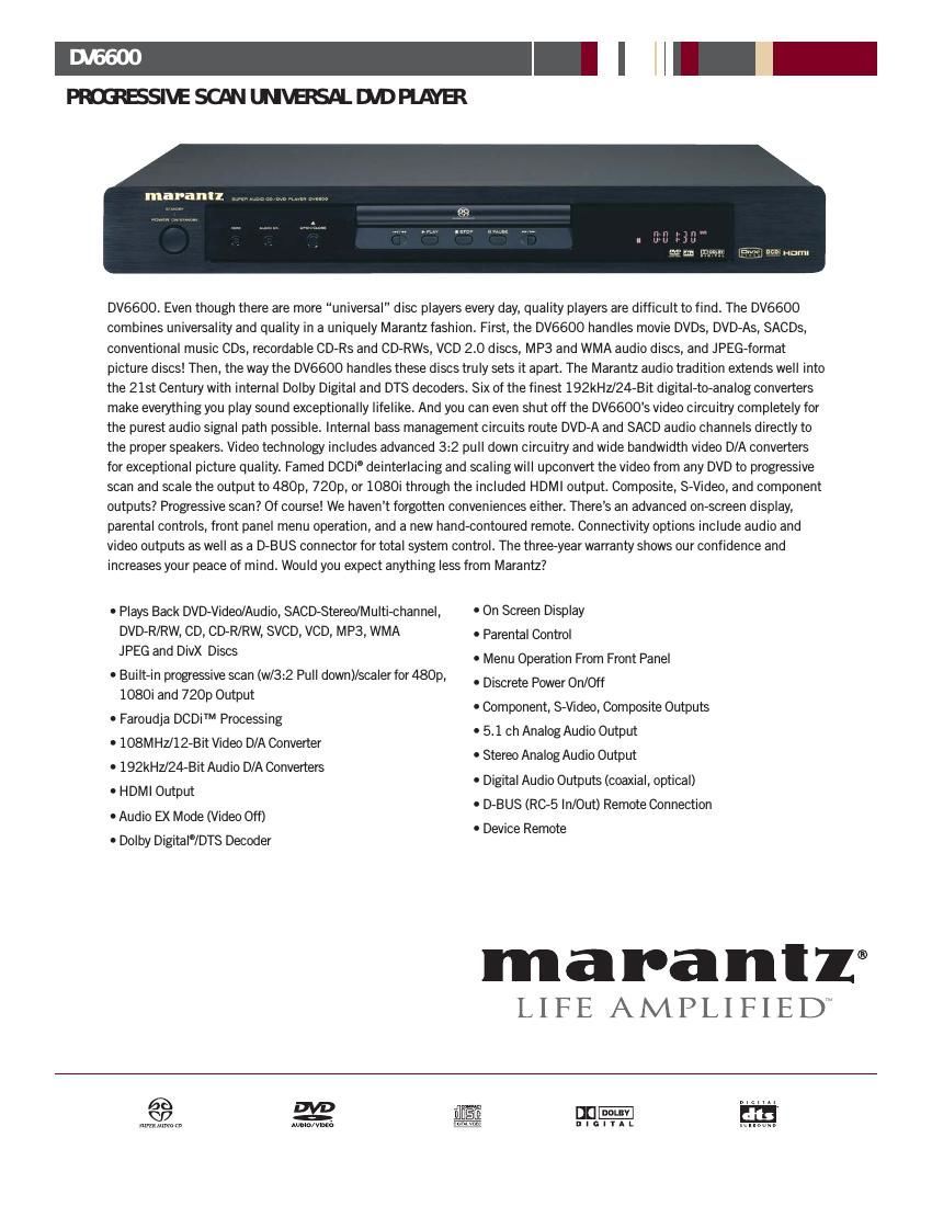 Marantz DV 6600 Brochure