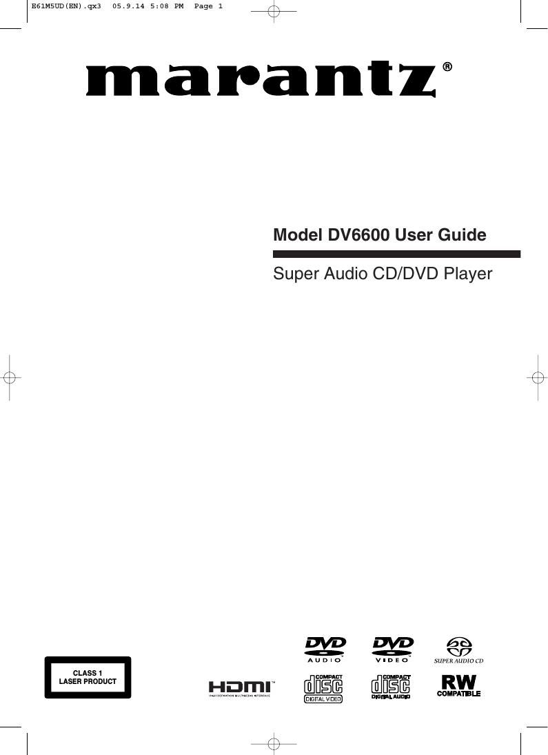 Marantz DV 6600 Owners Manual