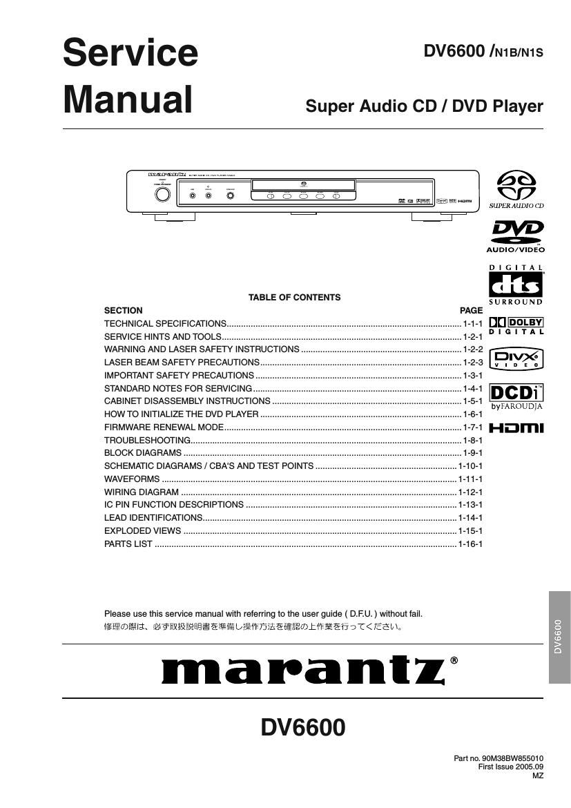 Marantz DV 6600 Service Manual