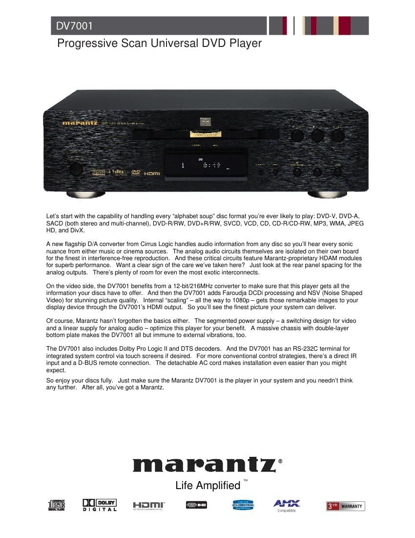 Marantz DV 7001 Brochure