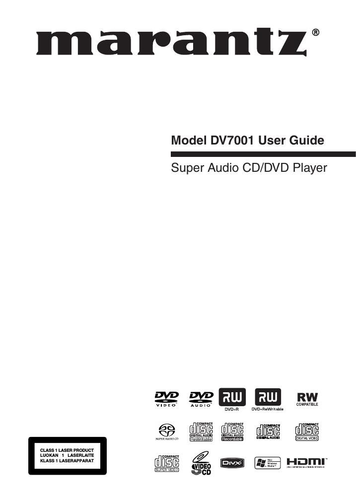 Marantz DV 7001 Owners Manual