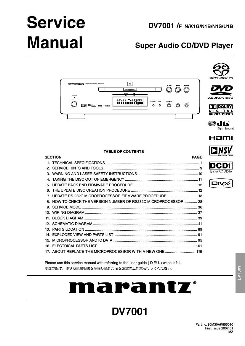 Marantz DV 7001 Service Manual