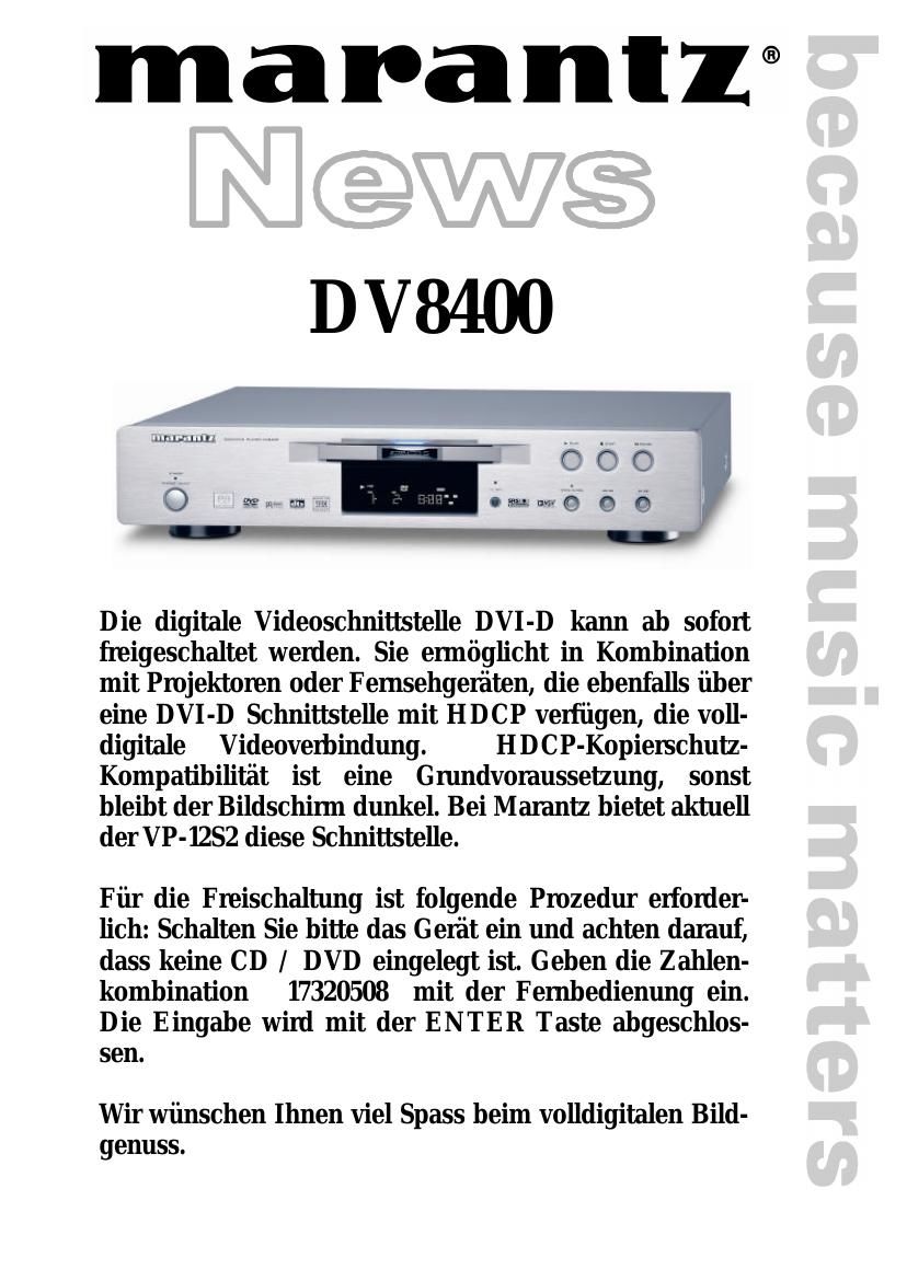 Marantz DV 8400 Brochure