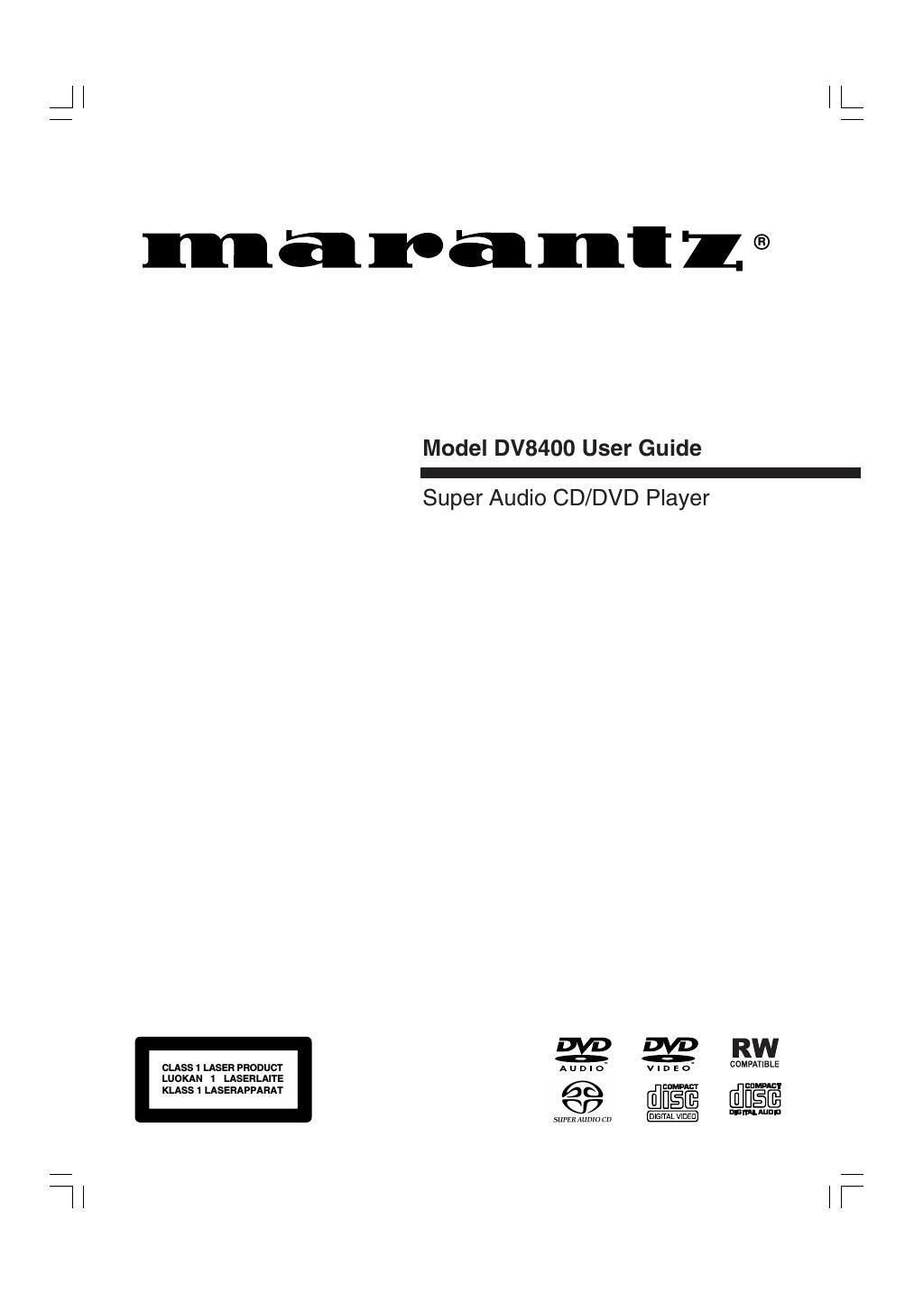Marantz DV 8400 Owners Manual