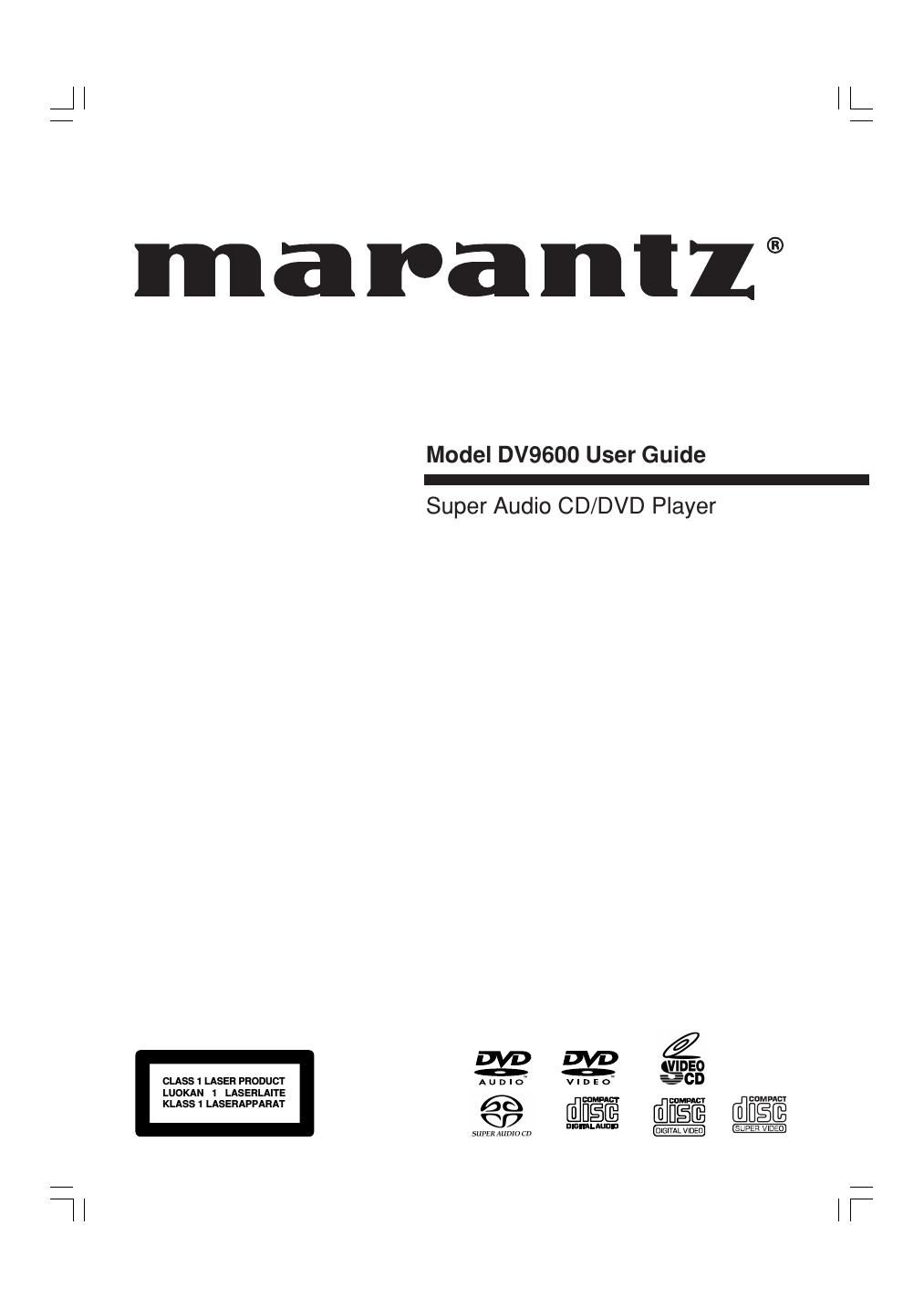 Marantz DV 9600 Owners Manual
