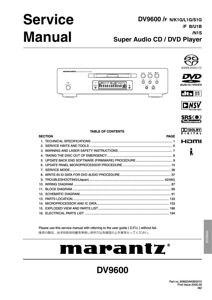 Marantz DV 9600 Service Manual