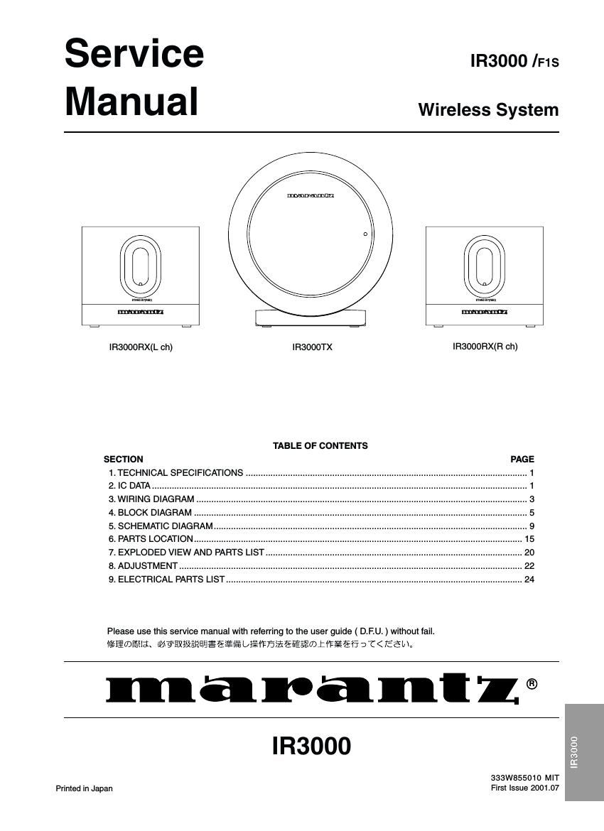 Marantz IR 3000 Service Manual