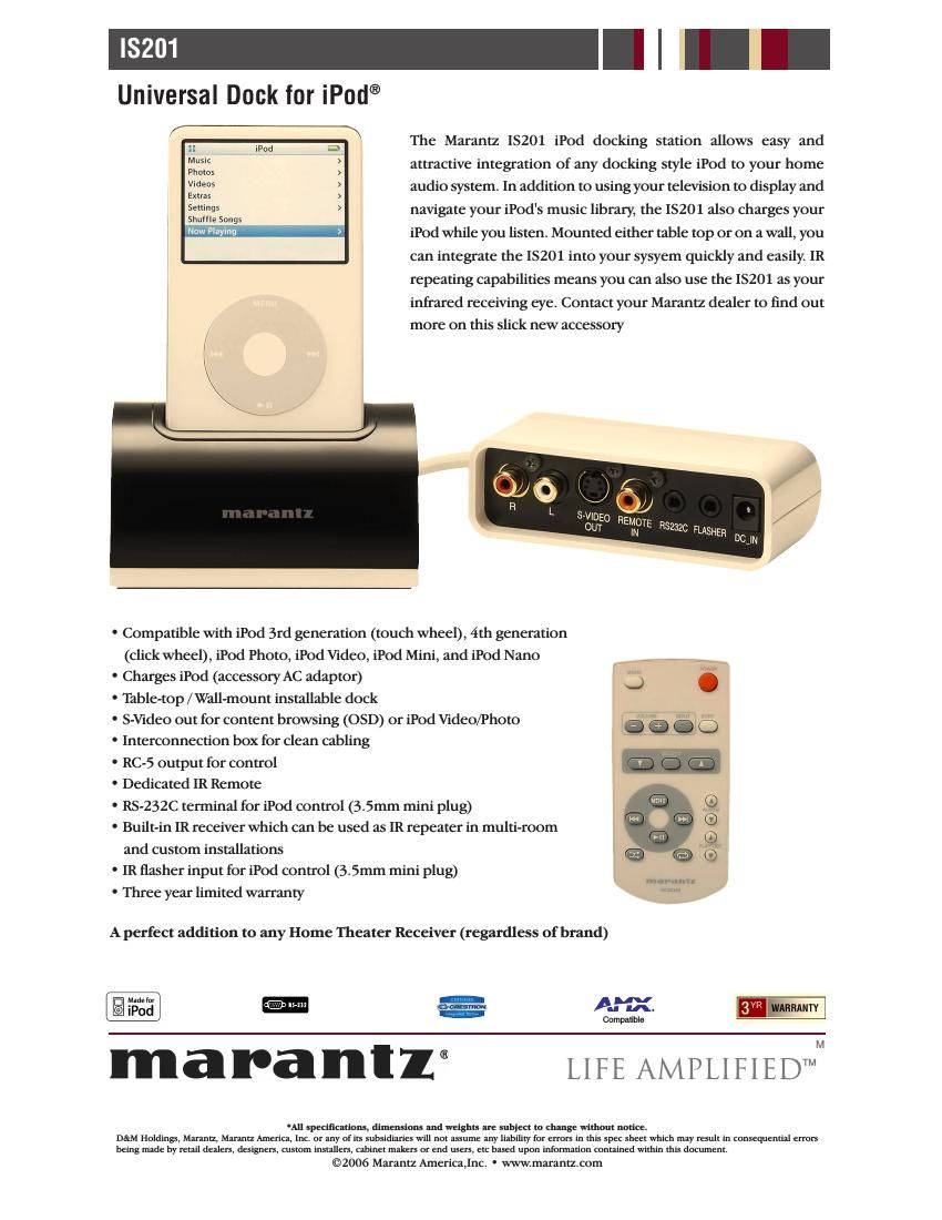 Marantz IS 201 Brochure