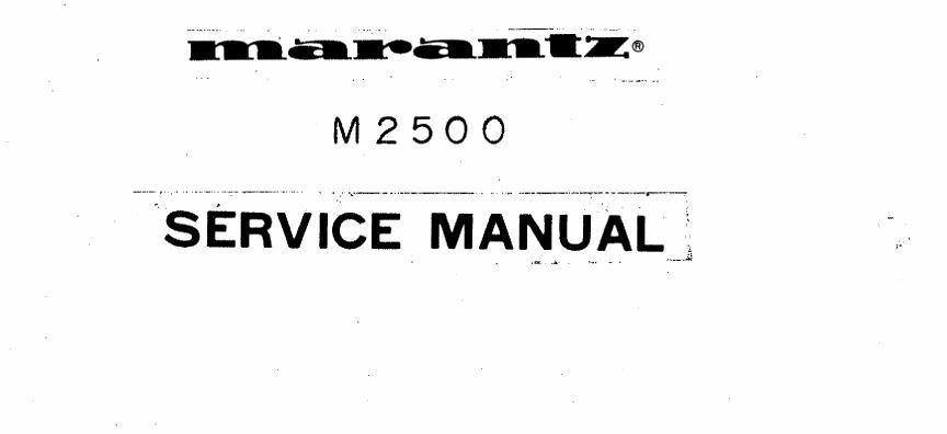 Marantz M 2500 Service Manual