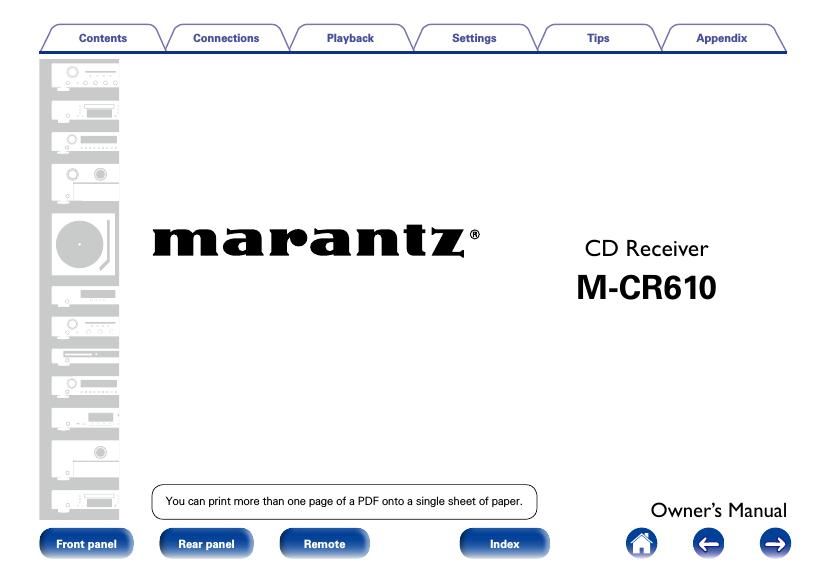 Marantz M CR 610 Owners Manual