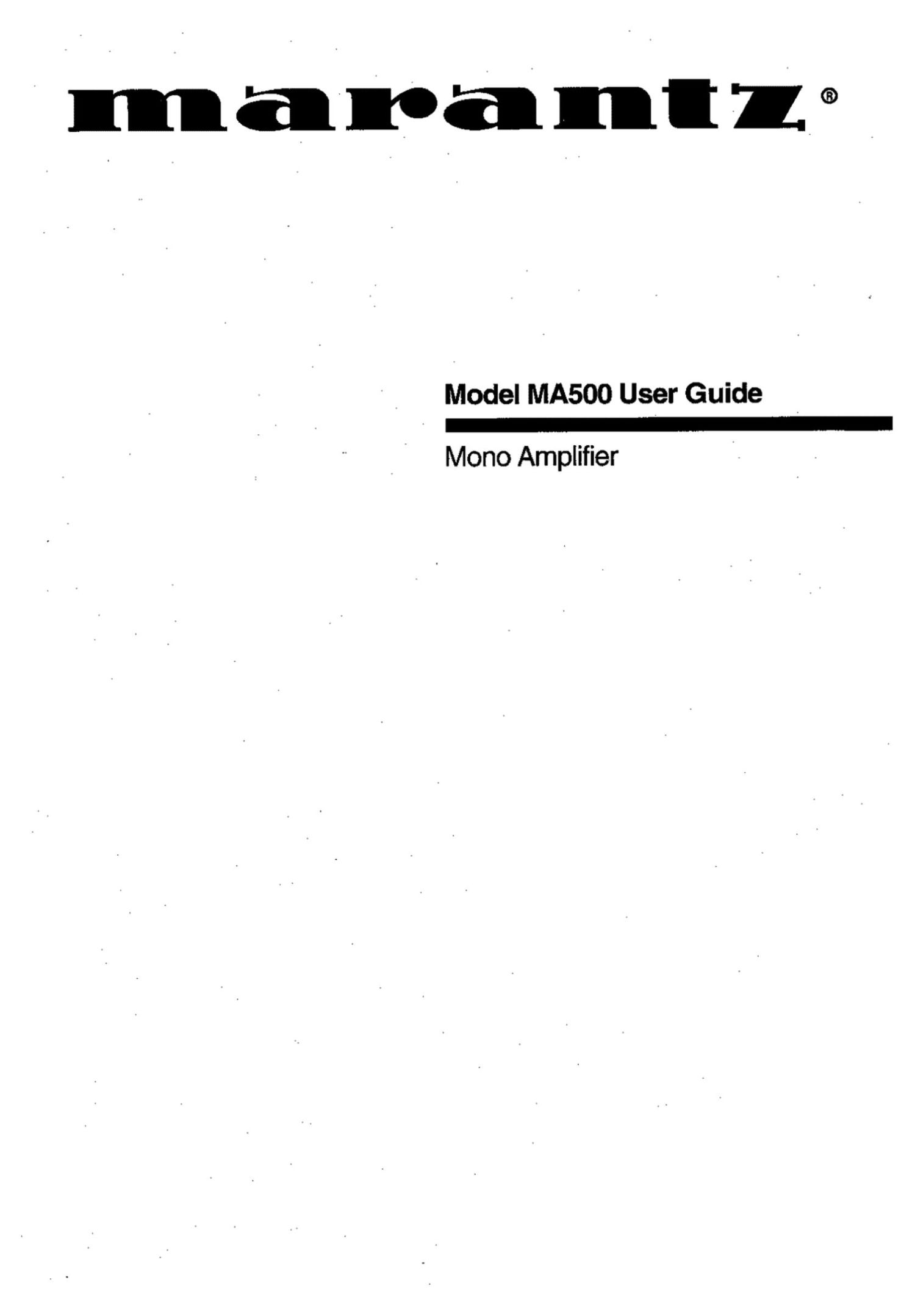 Marantz MA 500 Owners Manual